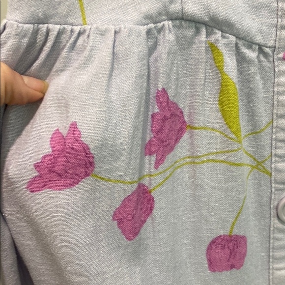 Urban Outfitters Linen Dress Midi Floral Print Dress Size Medium - Picture 12 of 16